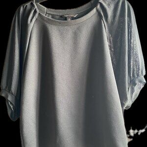 Banana Republic Sheer Black Ballon Sleeve Top